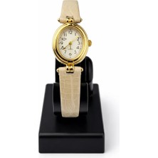 Toz Vintage Celvion Bej Deri Kayış Gold Oval Kasa Zarif Kadın Vintage Retro Saat