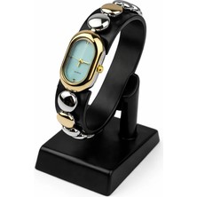 Toz Vintage Culvex Mavi Bileklik Kordon Gold Metal Detaylı Kadın Vintage Retro Saat
