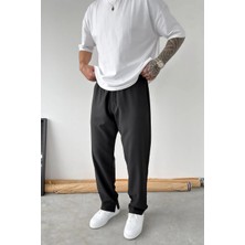 HAFKA Siyah Paçası Fermuarlı Baggy Pantolon
