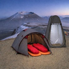 Evolite 2 Kişilik Kamp Seti 1 Adet Excamp 3 Pro Çadır ,1 Adet Cabino Kamp Giyinme  Duş ve Wc Çadırı,2 Adet 0 Derece Uyku Tulumu,2 Adet Şişme Mat