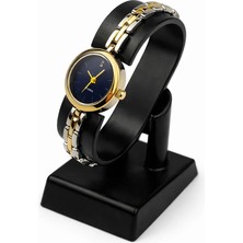 Toz Vintage Cunaro Gold-Lacivert Kasa Metal Bileklik Kordon Zarif Kadın Vintage Retro Saat