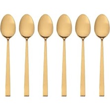 Indispensablely Porland Quantum Mat Altın Kahve Kaşığı 14 cm 6 Adet
