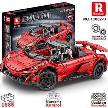 Reobrix Technic 11002-D 1/10 Mclaren 675LT Spider Araba Kumanda&motorlu Yaratıcı Yapı Blok Seti Building Blocks - 1886 Parça