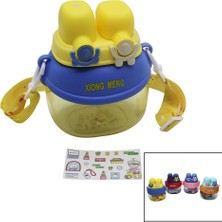 SHC4200 2 Kilitli Kapak Renkli Mika Kristal Suluk Matara Pipetli Naylon Çantalı Askılı 1280ML