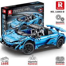 Reobrix Technic 11003-D 1/10 Mclaren 675LT Spider Araba Kumanda&motorlu Yaratıcı Yapı Blok Seti Building Blocks - 1886 Parça