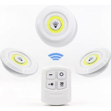 Sanec 3 Lü Kumandalı Yapışkanlı Kablosuz Pilli LED Spot Lamba Işıldak