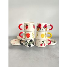 Artistic Quality Dekoratif Meyve Figürlü Doğa Temalı Çay-Kahve Fincanı 6 Adet