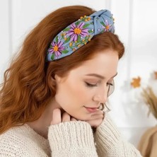 Mavi Bahçe – El Işleme Özel Tasarım Kot Düğüm Taç