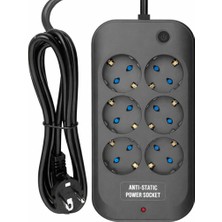 Fırsat Yolu 6’lı Akım Korumalı Priz Anahtarlı Parafudr Anti-Statik 3x1.5mm 2 Metre Uzatma Kablosu Çocuk Korumalı