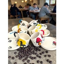 Artistic Quality Dekoratif Hayvan ve Meyve Figürlü Doğa Temalı Çay-Kahve Fincanı 6 Adet