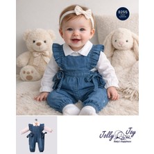 Jolly Joy Unez Denim Salopet Bebek Takımı Fırfırlı Gömlekli Şık 2’li Set