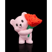 Güllü Ayıcık Anahtarlık – Çanta Süsü, Sevimli Hediye Charm Aksesuar