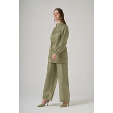 Nuss 1032 Bel Büzgülü Fermuarlı Pantolonlu Takım - Küf