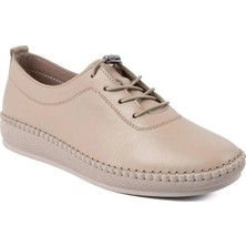 Beety 222-1028 Hakiki Deri Günlük Kadın Ayakkabı-Bej