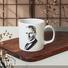 Indispensablely Keramika Atatürk Portre Beyaz Silindir Kupa 1 Adet