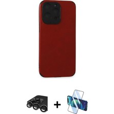 BUTİMAR'S iPhone 15 Pro Max Doruk Asil Koleksiyonu - Siyah 3D Antistatik Seramik Nano Ekran Koruyucu + Titanyum Gri Raze Metal Kamera Lens