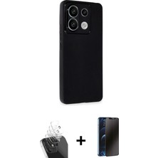 BUTİMAR'S Redmi Note 13 Pro 4g Atlas Minimal Prime - Siyah 3D Antistatik Hayalet Cam Ekran Koruyucu + Şeffaf Kamera Lens Koruma Cam