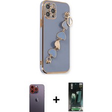 BUTİMAR'S iPhone 12 Pro Nova Işık Prime - Siyah 360 Mat Full Body Arka Koruyucu + Turuncu Neon Fosforlu Kamera Lens