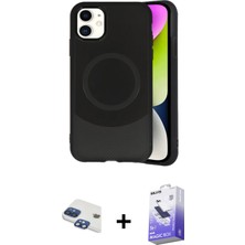 BUTİMAR'S iPhone 11 Ufuk Serisi - Siyah Bilvis 5in1 5d Magic Hayalet Cam Ekran Koruyucu + Lacivert Pers Alüminyum Kamera Lens