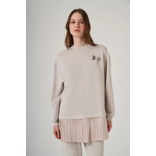 Nuss 1079 Piliseli Tunik Pantolonlu Takım - Taş