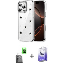 BUTİMAR'S iPhone 16 Pro Max Yörünge Form - Siyah Bilvis 5in1 5d Magic Hayalet Cam Ekran Koruyucu + Siyah Raze Metal Kamera Lens