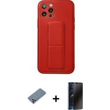 BUTİMAR'S iPhone 12 Pro Akış Doku - Siyah 3D Antistatik Hayalet Cam Ekran Koruyucu + Mor Metal Kamera Lens Koruma Cam