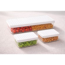 Genel 3’lü Saklama Kabı Seti – 1 Adet 2,8 L + 2 Adet 1 Litre, Sızdırmaz Kapaklı