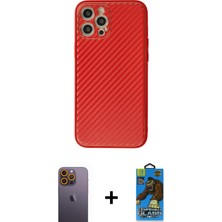BUTİMAR'S iPhone 12 Pro Max Ahenk Işık - Siyah 18D Cam Ekran Koruyucu + Sarı Neon Fosforlu Kamera Lens