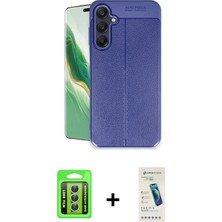 BUTİMAR'S Galaxy A15 4g Doruk Klasik Özel Seri - Şeffaf Pasifik Cam Ekran Koruyucu + Gümüş Raze Metal Kamera Lens