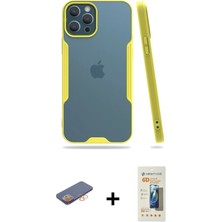 BUTİMAR'S iPhone 12 Pro Max Atlas Asil Serisi - Siyah 6d Mat Seramik Hayalet Nano Ekran Koruyucu + Turuncu Renkli Kamera Lens Koruma Cam