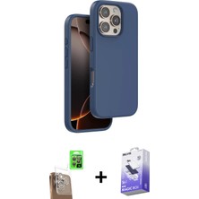 BUTİMAR'S iPhone 16 Pro Kıvılcım Çizgi Serisi - Siyah Bilvis 5in1 5d Magic Hayalet Cam Ekran Koruyucu + Çöl Titanyum Raze Metal Kamera Lens