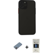 BUTİMAR'S iPhone 11 Pro Ahenk Çizgi Serisi - Siyah 5d Hayalet Cam Ekran Koruyucu + Gökkuşağı Shine Kamera Lens Koruma Cam