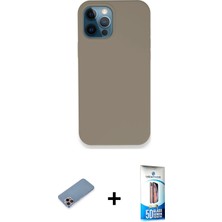 BUTİMAR'S iPhone 12 Pro Max Zirve Modern Özel Seri - Siyah 5d Eko Cam Ekran Koruyucu + Pembe Shine Kamera Lens Koruma Cam