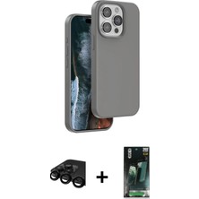 BUTİMAR'S iPhone 15 Pro Kıvılcım Çizgi Serisi - Siyah 360 Mat Full Body Arka Koruyucu + Siyah Raze Metal Kamera Lens