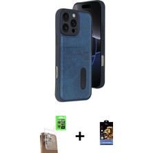 BUTİMAR'S iPhone 16 Pro Max Yörünge Işık Serisi - Siyah Buffer Hayalet Cam Ekran Koruyucu + Çöl Titanyum Raze Metal Kamera Lens