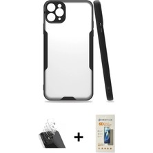 BUTİMAR'S iPhone 11 Pro Max Atlas Asil Serisi - Siyah 6d Mat Seramik Hayalet Nano Ekran Koruyucu + Şeffaf Kamera Lens Koruma Cam