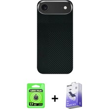 BUTİMAR'S iPhone 17 Air Kozmos Klasik Prime - Siyah Bilvis 5in1 5d Magic Hayalet Cam Ekran Koruyucu + Gold Raze Metal Kamera Lens