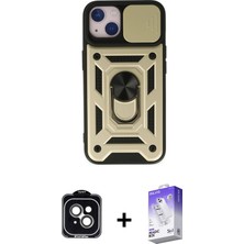 BUTİMAR'S iPhone 14 Ahenk Klasik - Siyah Bilvis 5in1 3D Magic Cam Ekran Koruyucu + Yeşil Pvd Metal Kamera Lens