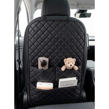 Araba Koltuk Arkası Koruyucu Düzenleyici Organizer Siyah (Tekli) - Tablet Bölmeli, Kapitoneli