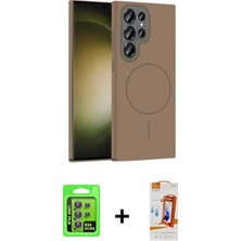 BUTİMAR'S Galaxy S24 Ultra Siluet Doku Özel Seri - Siyah Autokit 5in1 Fiber Polymer Nano Ekran Koruyucu + Gri Raze Metal Kamera Lens