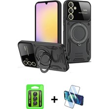 BUTİMAR'S Galaxy A15 4g Kıvılcım Modern Serisi - Siyah 3D Antistatik Seramik Nano Ekran Koruyucu + Siyah Raze Metal Kamera Lens