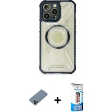 BUTİMAR'S iPhone 12 Pro Max Kutup Modern - Siyah 5d Eko Cam Ekran Koruyucu + Siyah Metal Kamera Lens Koruma Cam