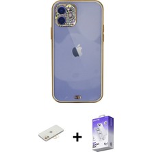 BUTİMAR'S iPhone 12 Eksen Minimal Koleksiyonu - Siyah Bilvis 5in1 3D Magic Cam Ekran Koruyucu + Sarı Renkli Kamera Lens Koruma Cam