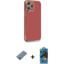 BUTİMAR'S iPhone 12 Pro Max Yankı Serisi - Siyah 18D Cam Ekran Koruyucu + Gümüş Metal Kamera Lens Koruma Cam