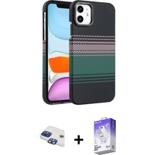 BUTİMAR'S iPhone 11 Doruk Serisi - Siyah Bilvis 5in1 3D Magic Cam Ekran Koruyucu + Lacivert Pers Alüminyum Kamera Lens