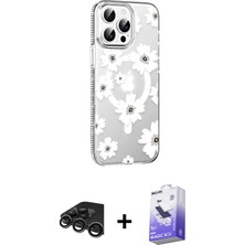 BUTİMAR'S iPhone 15 Pro Yörünge Işık Prime - Siyah Bilvis 5in1 5d Magic Hayalet Cam Ekran Koruyucu + Titanyum Gri Raze Metal Kamera Lens