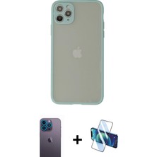 BUTİMAR'S iPhone 12 Pro Max Ahenk Çizgi Serisi - Siyah 3D Antistatik Seramik Nano Ekran Koruyucu + Mavi Neon Fosforlu Kamera Lens