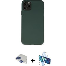 BUTİMAR'S iPhone 11 Pro Max Ahenk Serisi - Siyah 3D Antistatik Cam Ekran Koruyucu + Lacivert Pers Alüminyum Kamera Lens