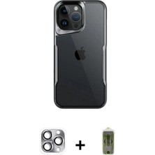 BUTİMAR'S iPhone 16 Pro Max Akış Çizgi Koleksiyonu - Siyah Joko Magic 5d Hayalet Cam + Gri Pers Alüminyum Kamera Lens