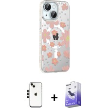 BUTİMAR'S iPhone 14 Yörünge Işık Prime - Siyah Bilvis 5in1 5d Magic Hayalet Cam Ekran Koruyucu + Siyah Shine Kamera Lens